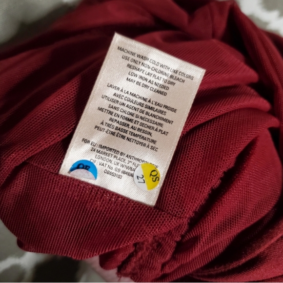 Anthropologie Willa WILLA Tie Waist Burgundy Red Draped Jumpsuit Large - Picture 12 of 15